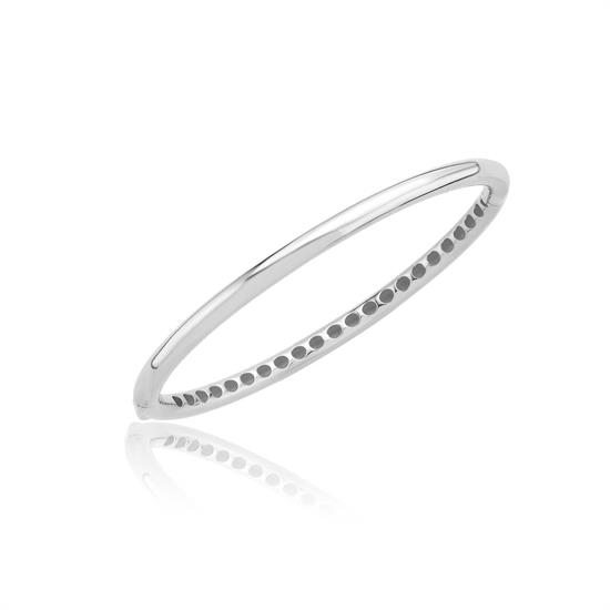 14 Ayar Beyaz Altın Sade Kelepçe Bilezik