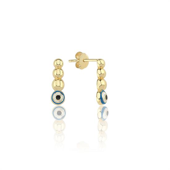 Nazar Mineli Sallantılı 14 Ayar Altın Küpe