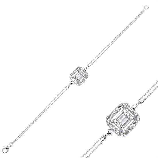 Baget Taşlı Bileklik 14 Ayar Altın