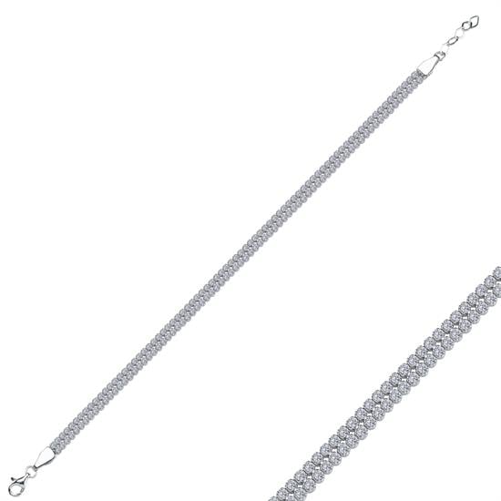 2 Sıralı Suyolu 14 Ayar Altın Taşlı Bileklik