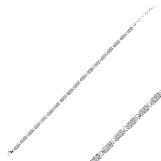 Beyaz 14 Ayar Altın Taşlı Bileklik