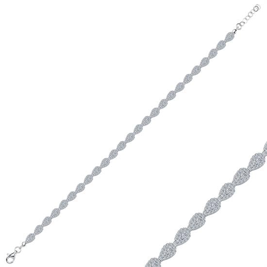 Su Damlası Sıralı 14 Ayar Altın Taşlı Bileklik