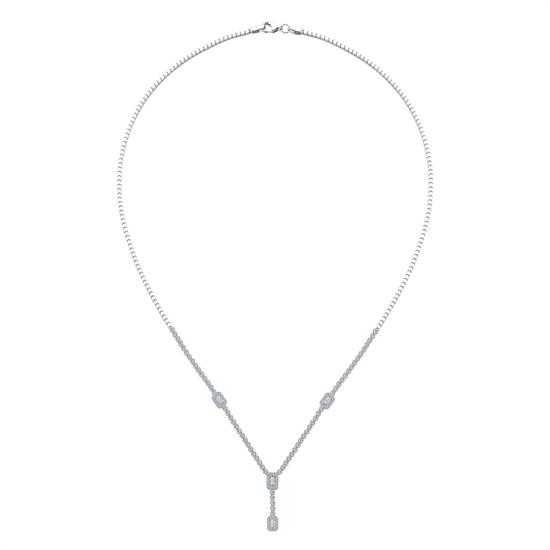 Baget Taşlı Altın 14 Ayar Kolye