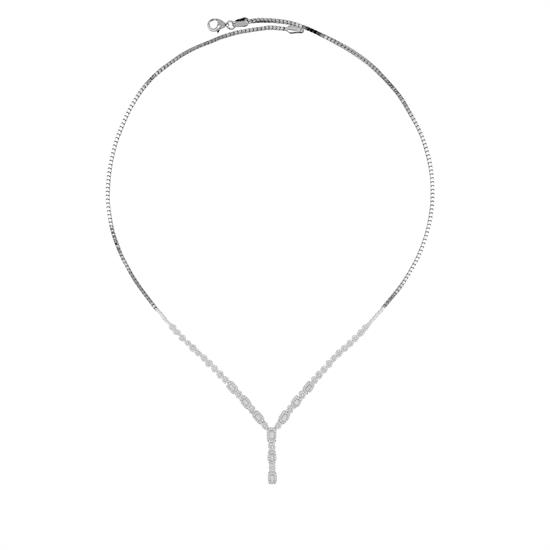 Baget Taşlı Sallantılı Altın Kolye 14 Ayar