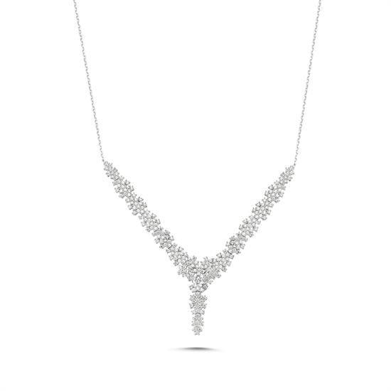 Çiçek Model Suyolu Altın Taşlı  Kolye 14 Ayar