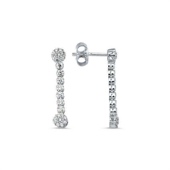 Çiçek Detaylı Sallantılı Altın Taşlı Küpe