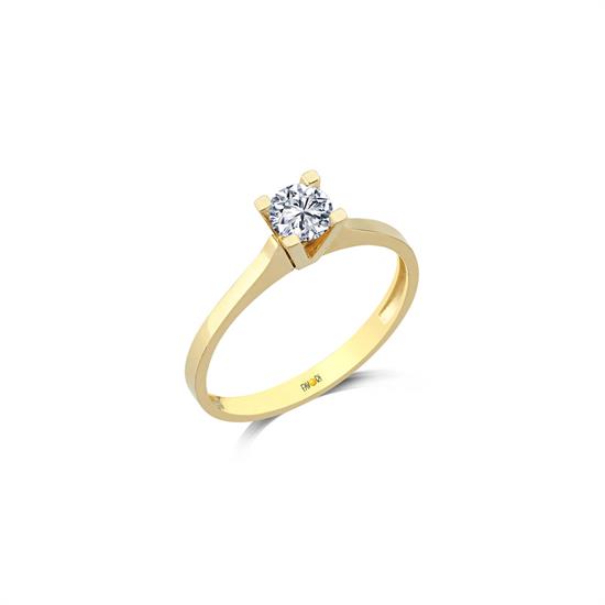 14 Ayar Sarı Altın Tektaş Yüzük