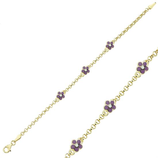 Çiçek Çocuk Bilekliği 14 Ayar Altın