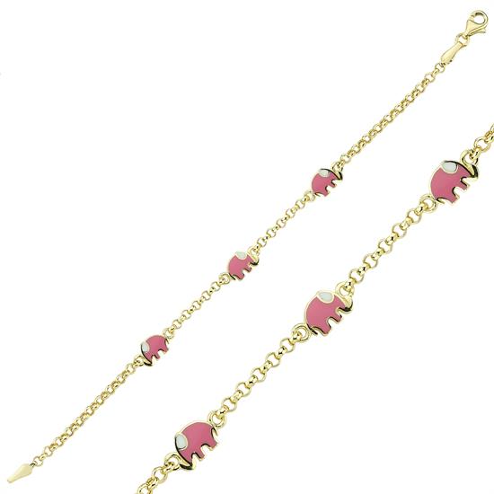 Fil Figürlü Çocuk Bilekliği 14 Ayar Altın