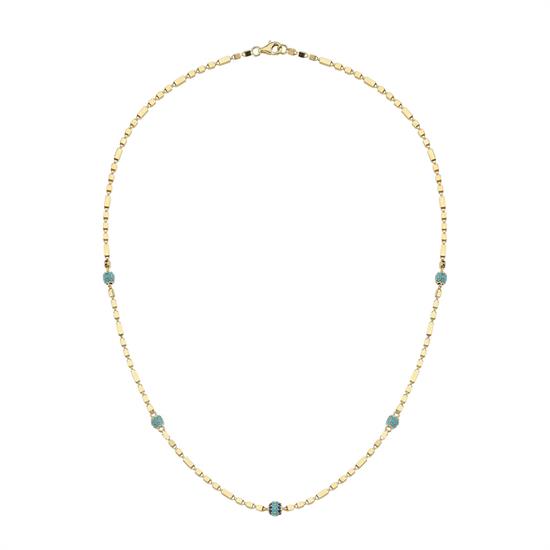 Yuvarlak Firuze Taşlı Kolye 14 Ayar Altın