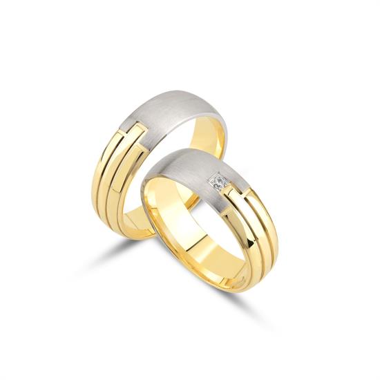 İçi Boş İki Renkli Tasarım Çift Alyans