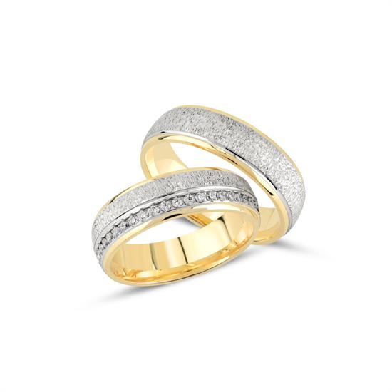 İçi Boş Kalemli ve Taşlı Çift Alyans