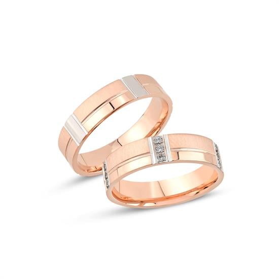 14 Ayar Rose Altın İçi Boş Çift Alyans