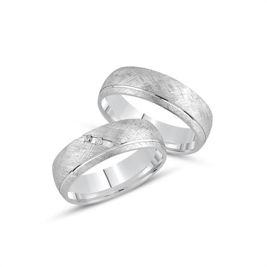 İçi Boş Çift Alyans Beyaz Altın 14 Ayar