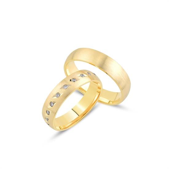 Sıra Taşlı İçi Boş Çift Alyans