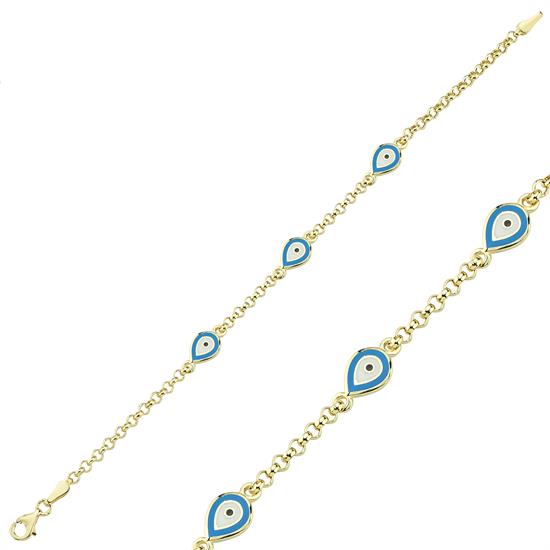 Nazar Boncuklu Çocuk Bileklik 14 Ayar Altın