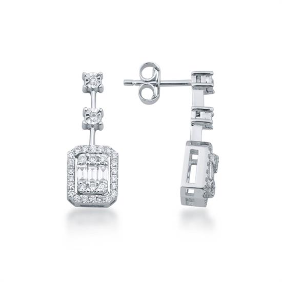 Pırlanta Baget Taşlı Küpe