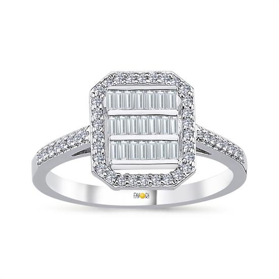 Pırlanta Baget Yüzük 0.42 Ct