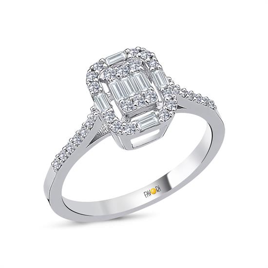 Pırlanta Baget Yüzük 0.42 Ct