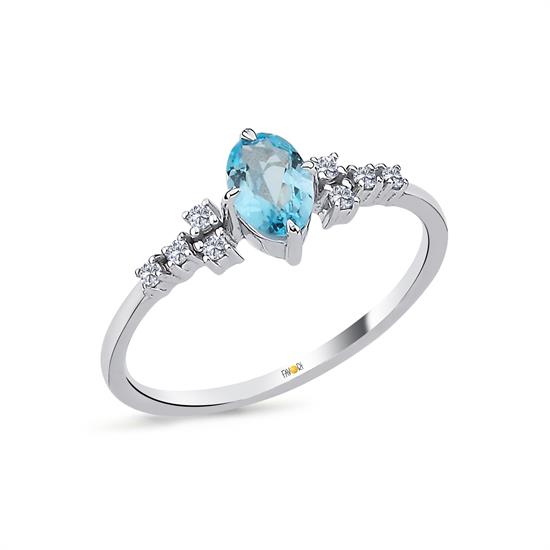 Pırlanta Blue Topaz Yüzük