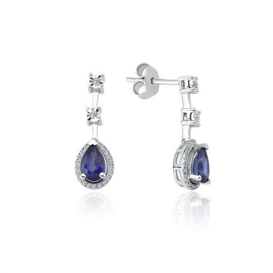 Pırlanta Safir  Küpe