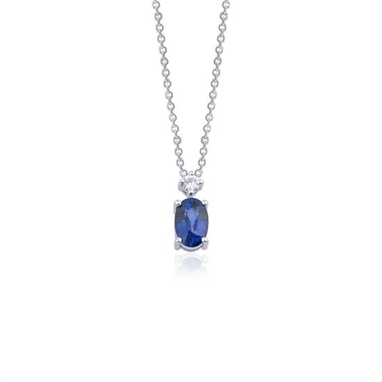 Pırlanta Safir Kolye 0,62 Ct