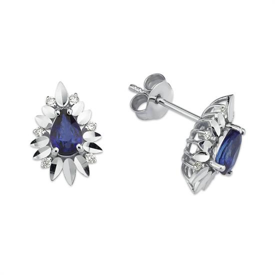 Pırlanta Safir Küpe