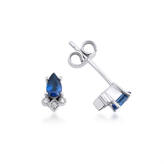 Pırlanta Safir Küpe