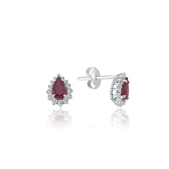 Pırlanta Yakut  Küpe 1.36 Ct