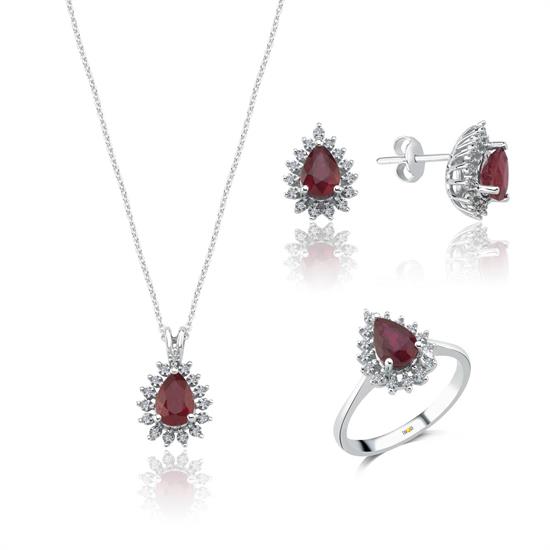 Pırlanta Yakut Taşlı Mini Set