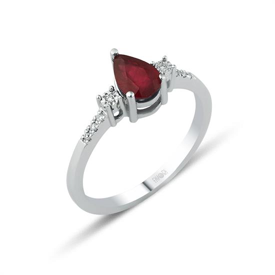Pırlanta Taşlı Yakut Yüzük 0,72 Ct