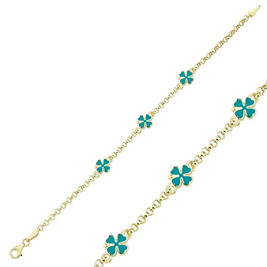 Yonca Çocuk Bilekliği 14 Ayar Altın