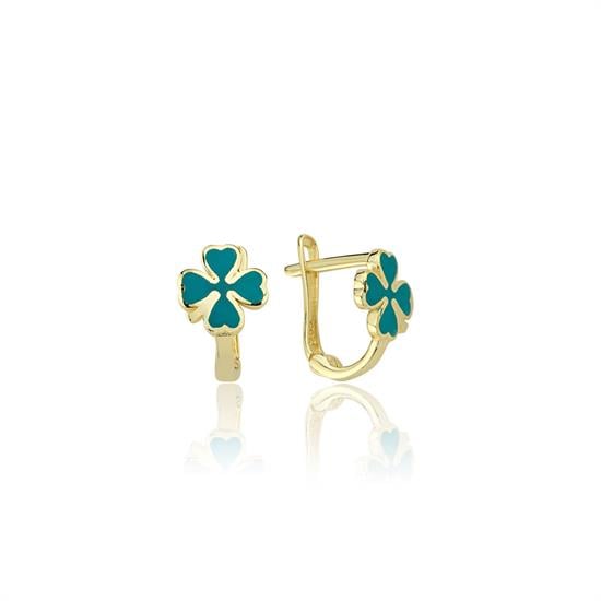 Yonca Çocuk Küpesi 14 Ayar Altın