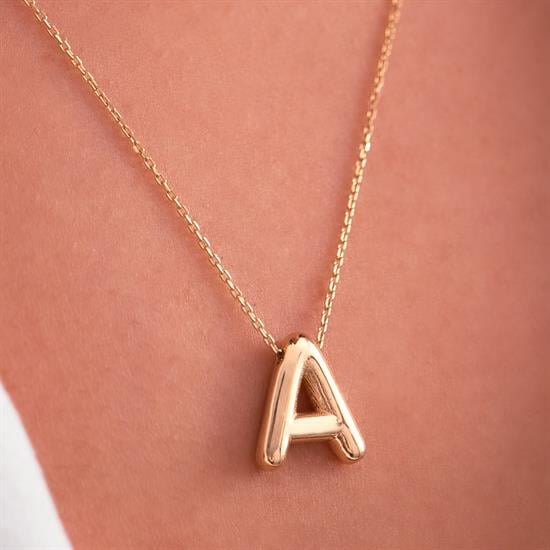 A Harfi Balon Model 14 Ayar Altın Kolye