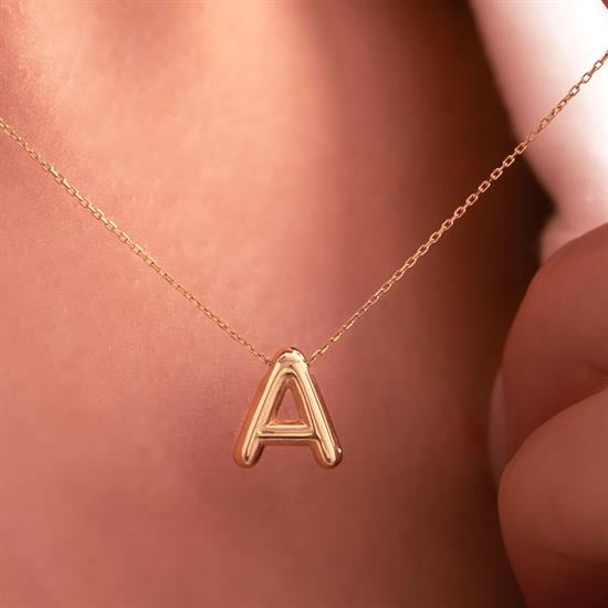 A Harfi Balon Model 14 Ayar Altın Kolye