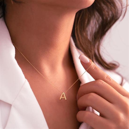 A Harfi Balon Model 14 Ayar Altın Kolye