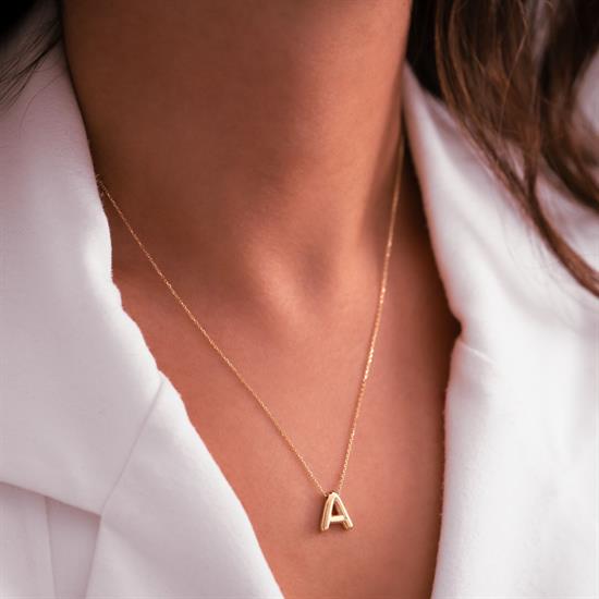 A Harfi Balon Model 14 Ayar Altın Kolye