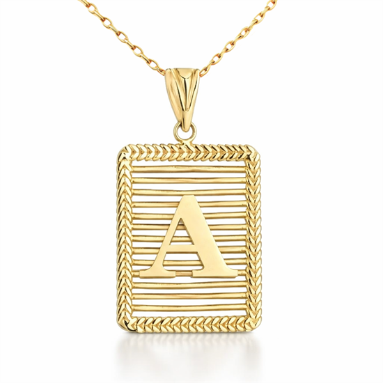 A Harfi Izgara Model 14 Ayar Kolye Ucu