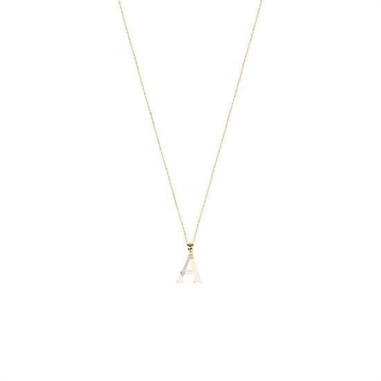 A Harfi Taşlı 14 Ayar Altın Kolye Ucu