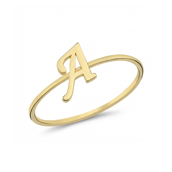 A Harfi Yüzük 14 Ayar Altın