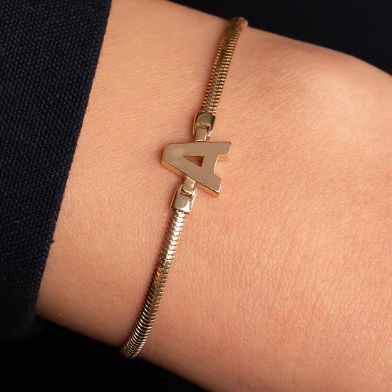 A Harfli Bileklik 14 Ayar Altın