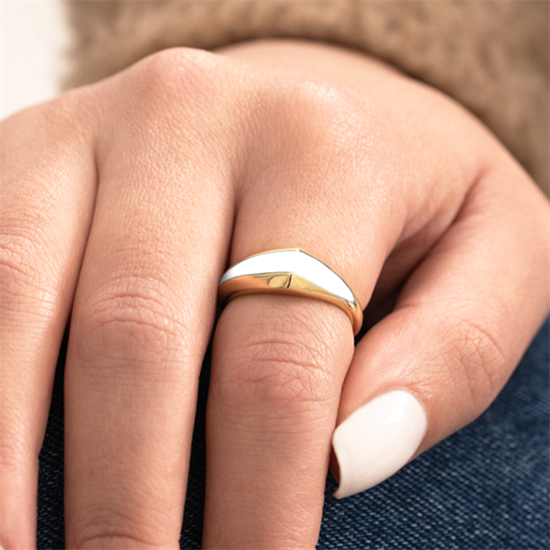 Cetaş Beyaz Mineli 14 Ayar Altın Yüzük