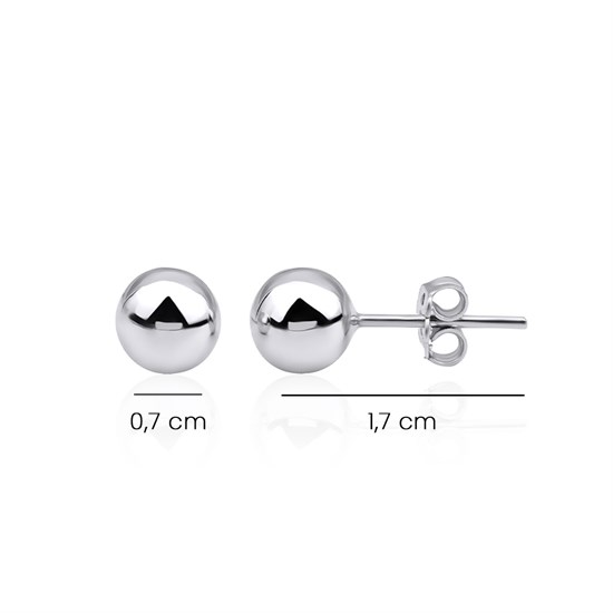 Düz Beyaz Top Küpe 14 Ayar Altın