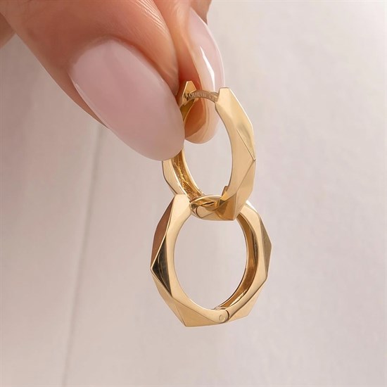 Geometrik Model Halka 14 Ayar Altın Küpe