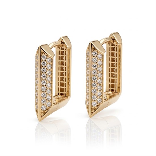 Taşlı Üçgen Küpe 14 Ayar Altın