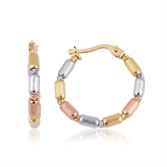 Ema Altın Üç Renk Halka Küpe