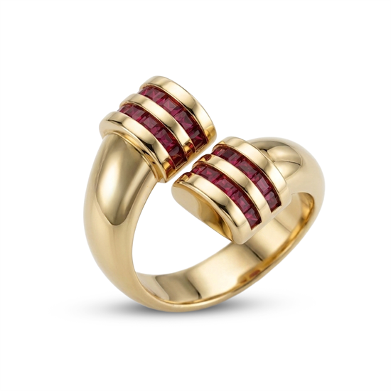 Cetaş Eterna Renkli Taşlı Tasarım 14 Ayar Altın Yüzük