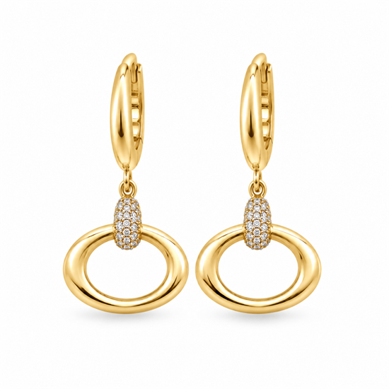 Tasarım Oval 14 Ayar Sallantılı Küpe