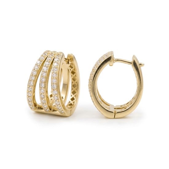 Taşlı Halka Küpe 14 Ayar Altın