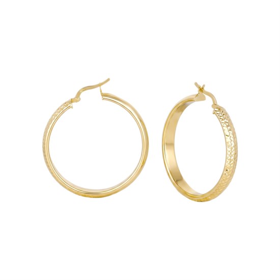 Kalemli 14 Ayar Altın Halka Küpe